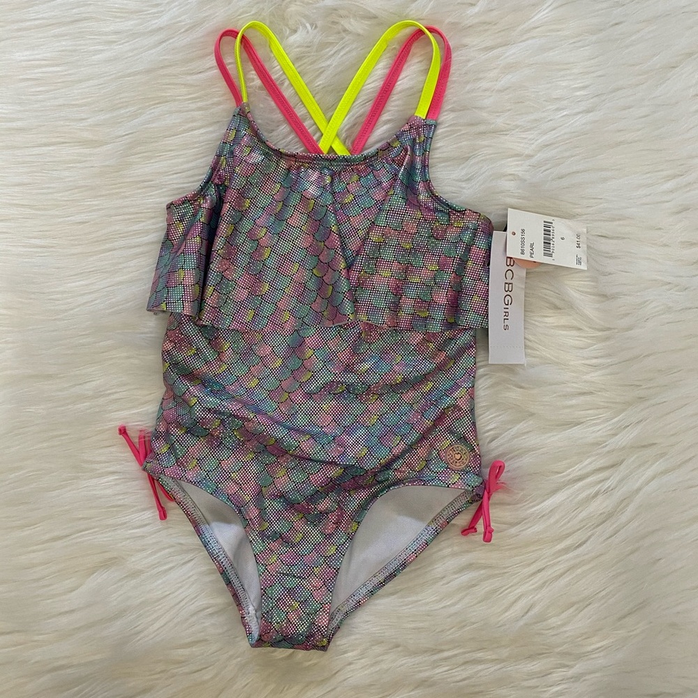 🟢NEW wTag-BCB Girls Bathing Suit Sz 6